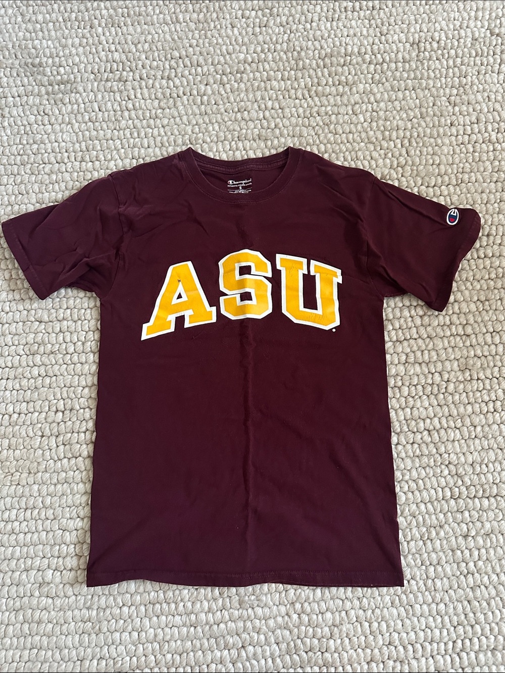 Champion Arizona State ASU Maroon Gold Graphic T-Shirt Size Small NCAA